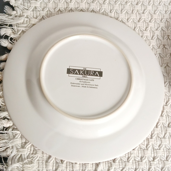 2 Fiddlestix 8" Christmas Cats Plates Sakura Dessert Orange Tabby Black White - Picture 8 of 12